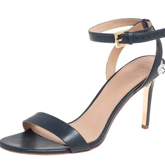 Tory Burch Ankle Strap Leather Black Heels Size 7.5